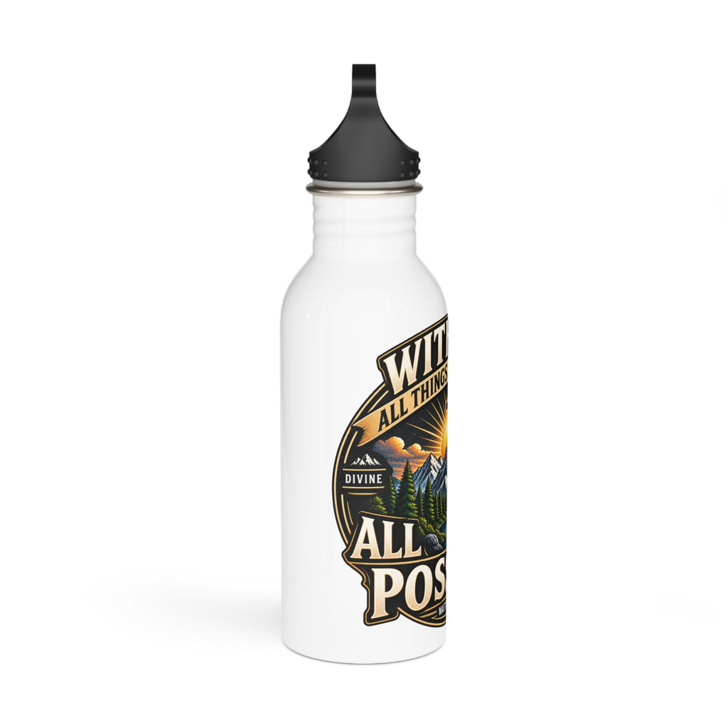 Stainless Water Bottle - "With God All Things Are Possible" Inspirational Faith Bottle
