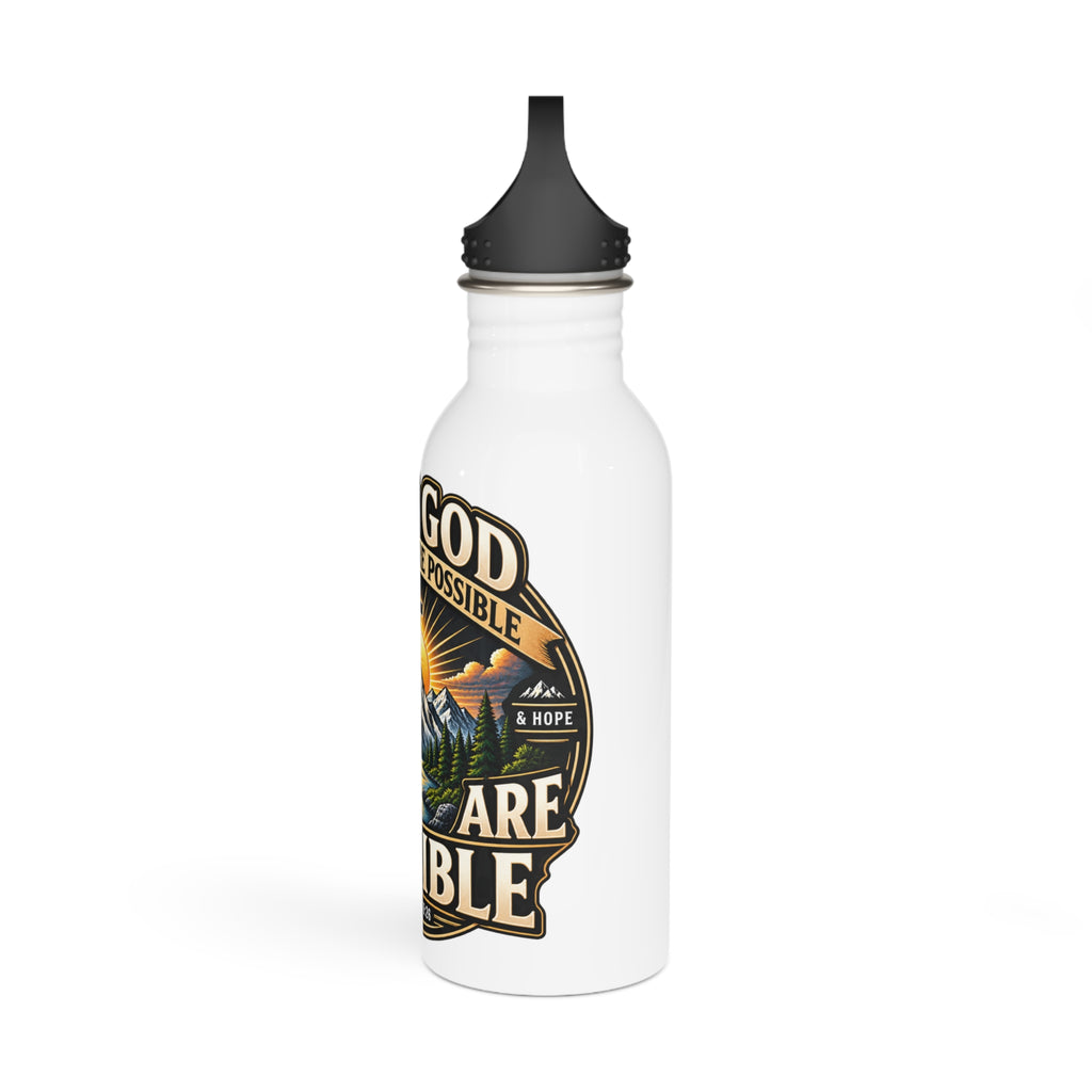 Stainless Water Bottle - "With God All Things Are Possible" Inspirational Faith Bottle