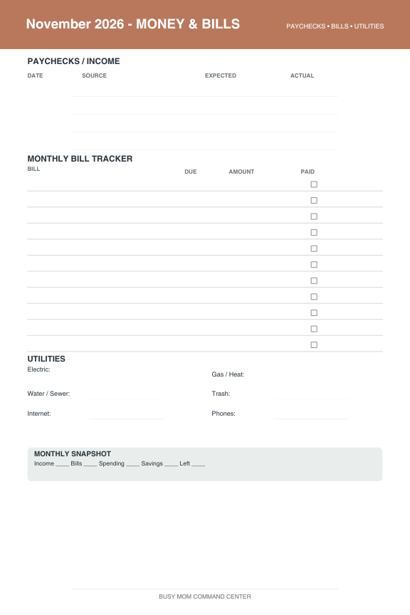Busy Mom Command Center-Digital Download