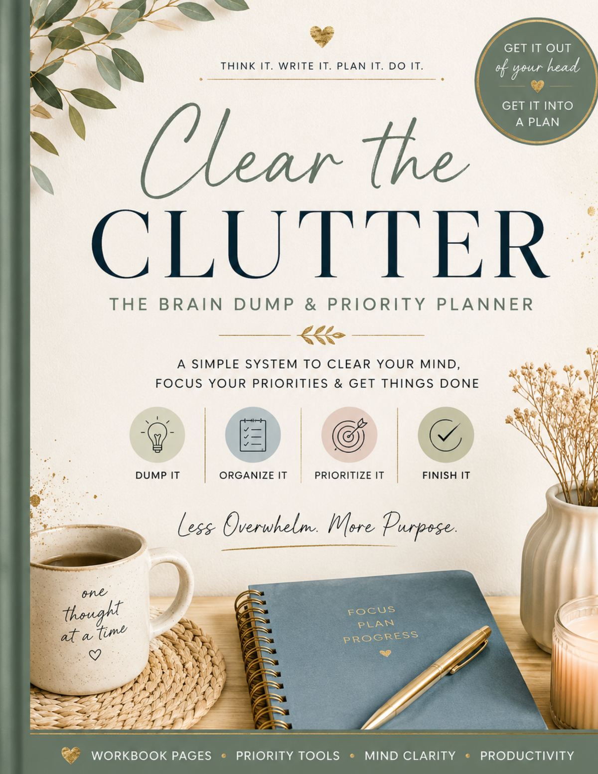 Clear the Clutter Brain Dump Planner-Digital Download