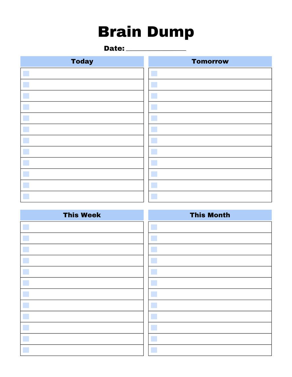Clear the Clutter Brain Dump Planner-Digital Download