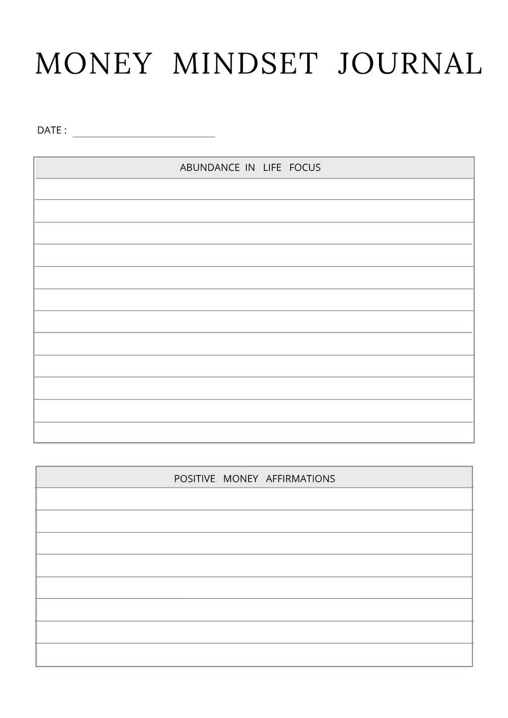 Money Mindset Journal