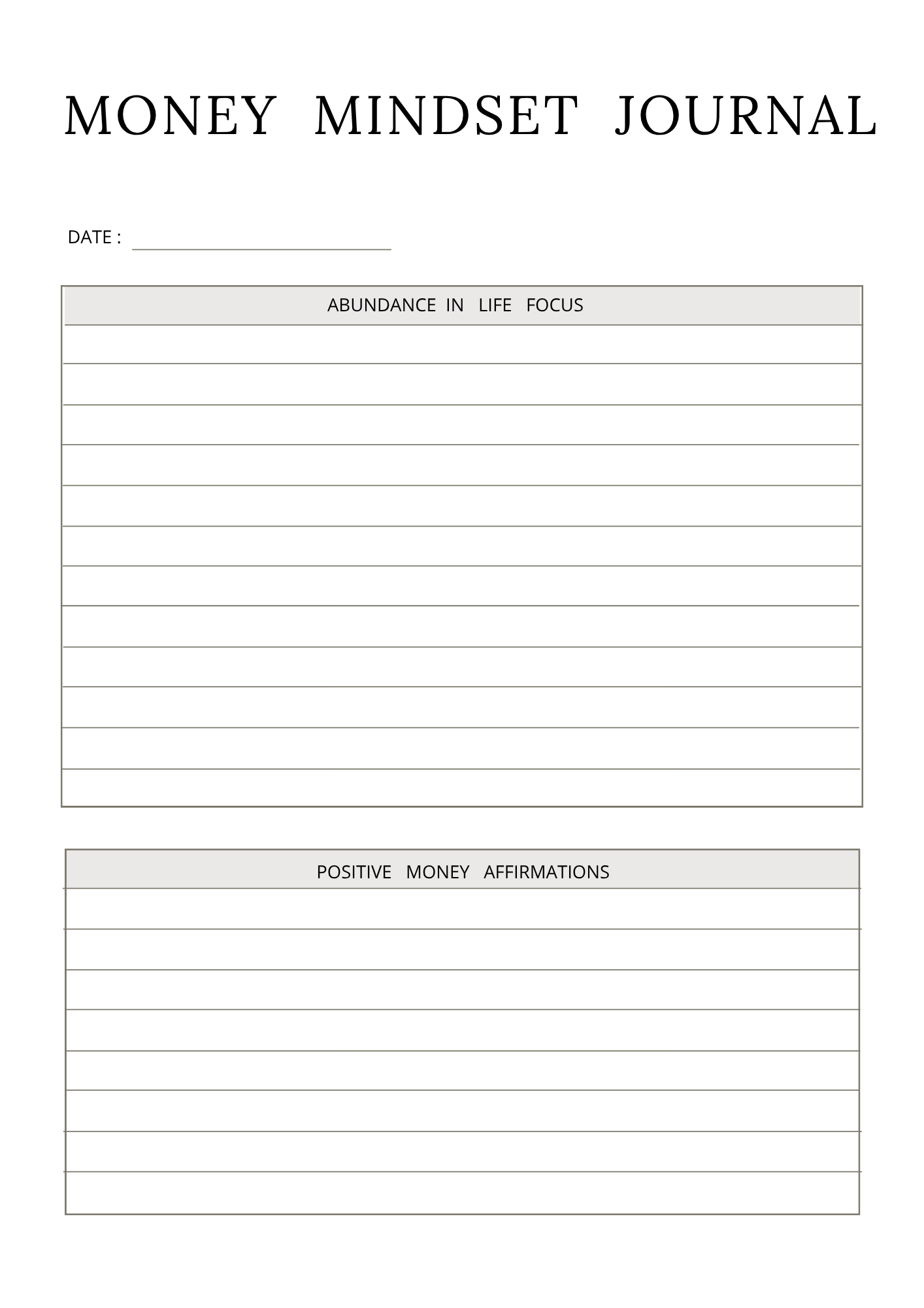 Money Mindset Journal