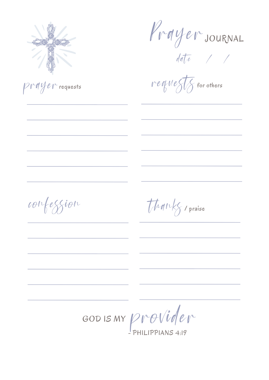 Blue Faith Based Journal-Digital Download