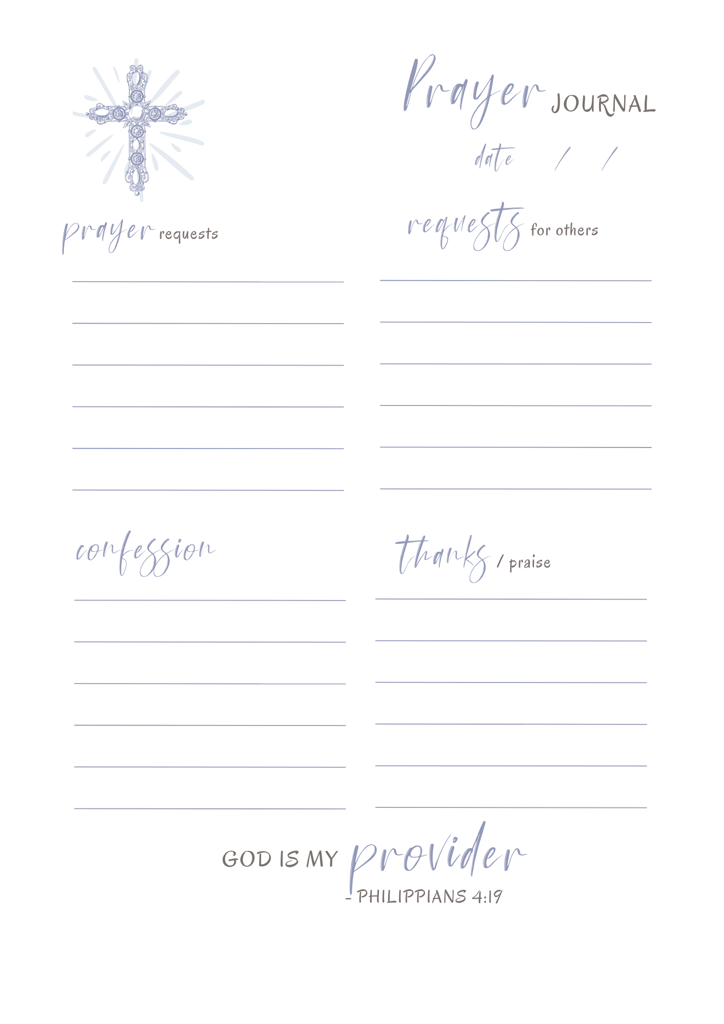 Blue Faith Based Journal-Digital Download