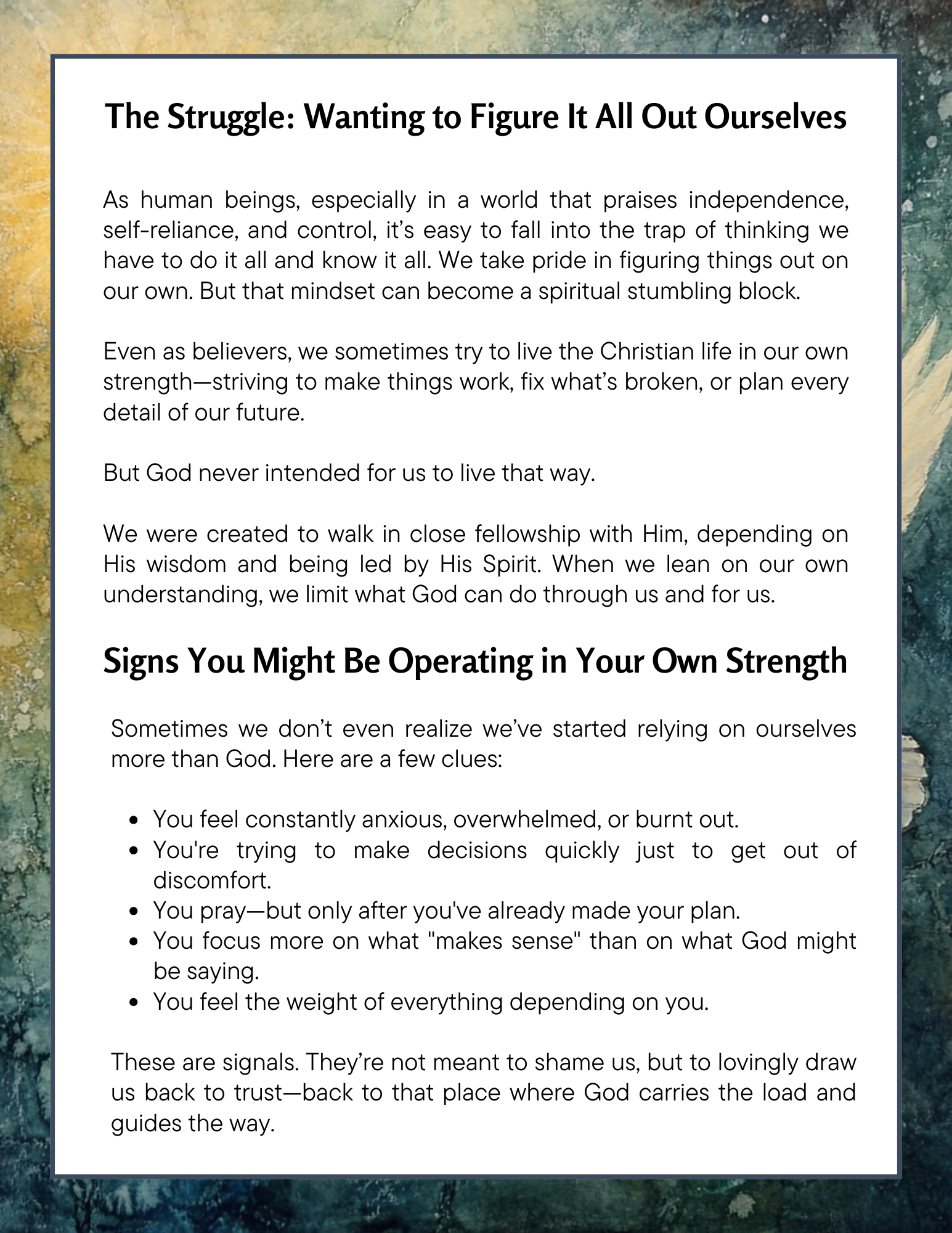 Learning to be Led by the Spirit of God