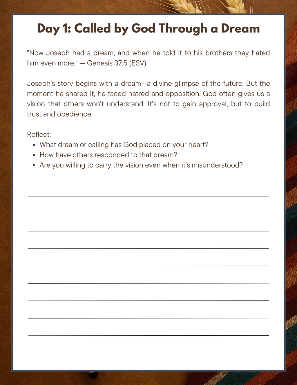 Lessons from the life of Joseph