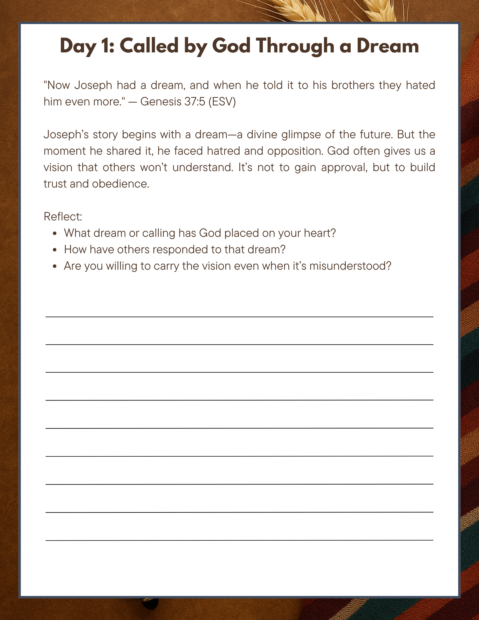 Lessons from the life of Joseph