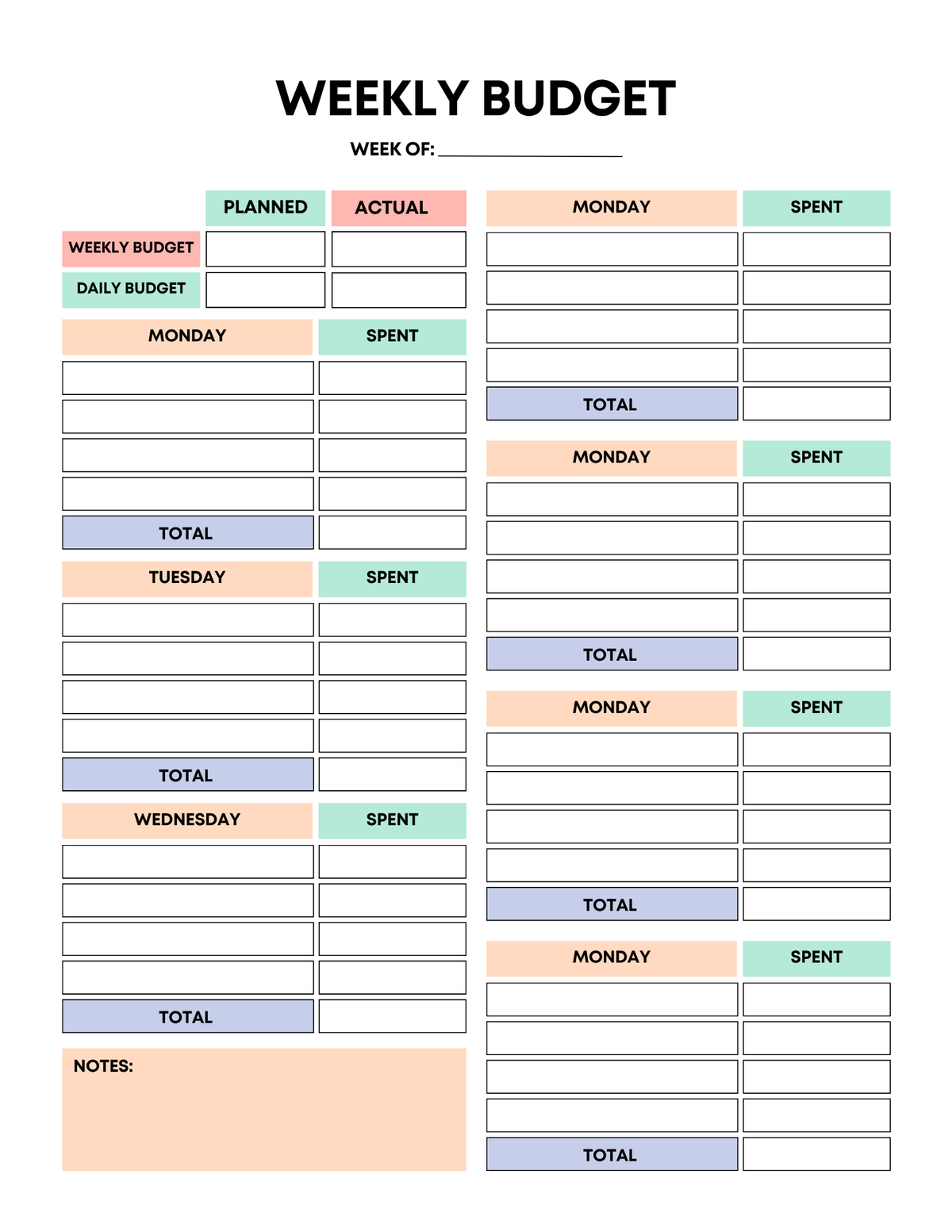 Rainbow Budget Planner-Digital Download