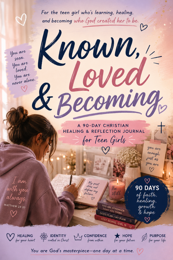 Known, Loved & Becoming: A 90-Day Faith & Reflection Journal for Teen Girls-Digital Download
