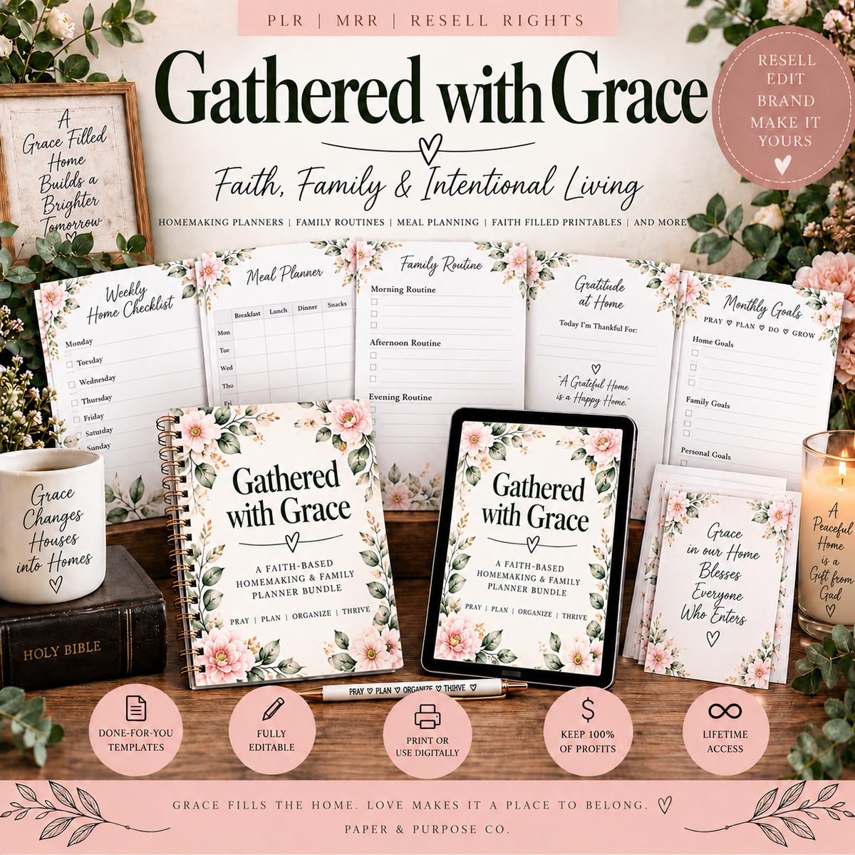 Gathered with Grace: Christian Hospitality & Gathering MRR Bundle