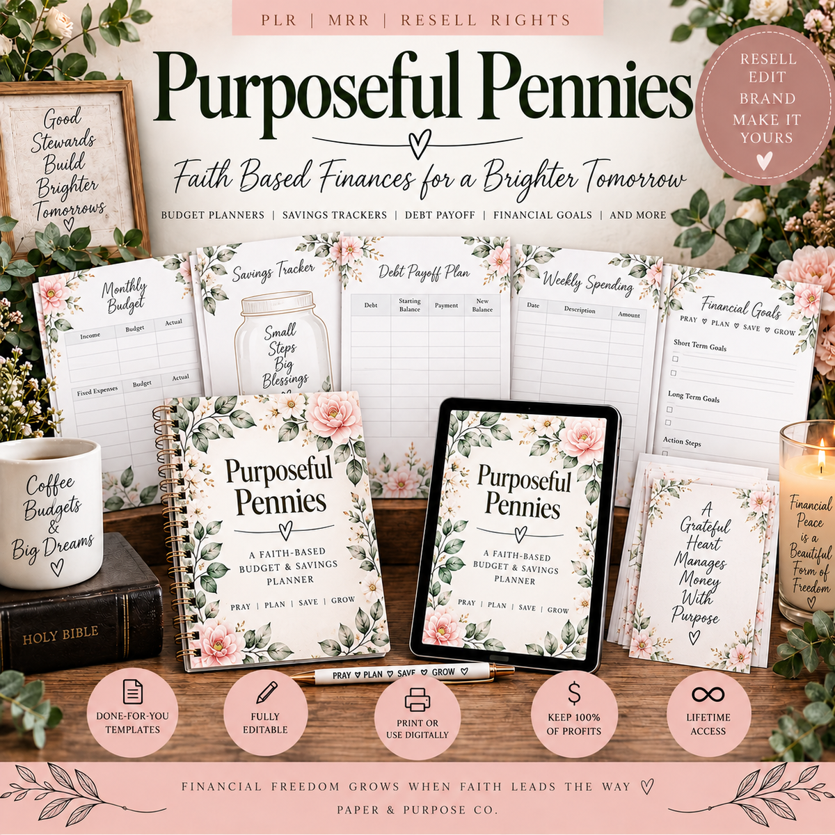 Purposeful Pennies: Faith based Budget & Savings MRR Bundle