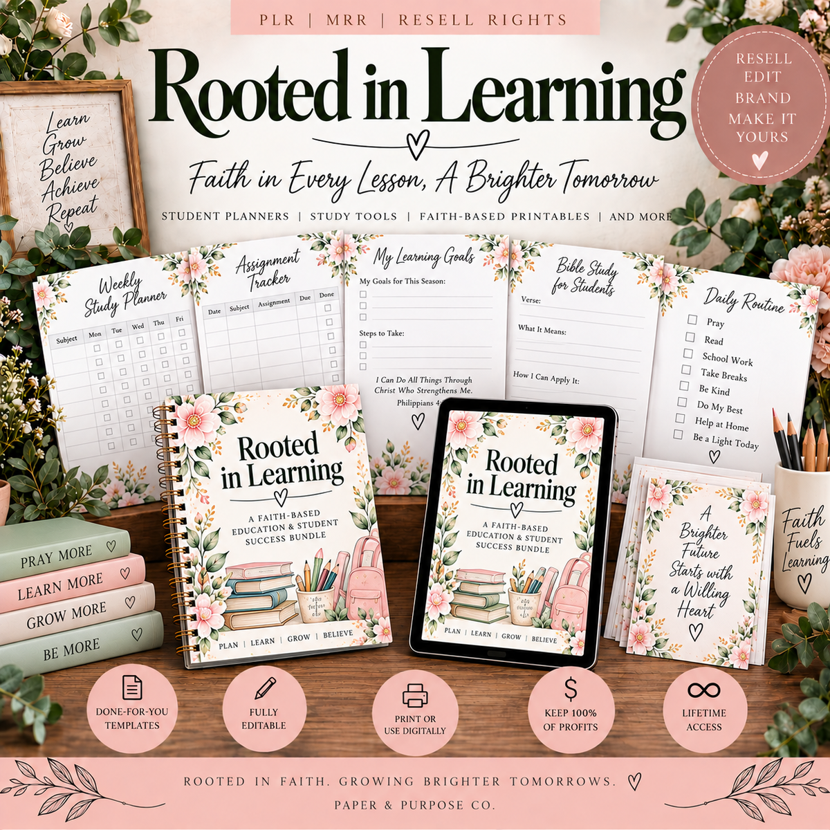 Rooted in Learning: Christian Homeschool & Education MRR Bundle